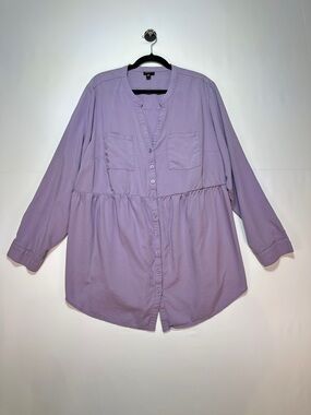 Torrid Emma Tunic Lavender Button Front Babydoll Blouse Size 2X